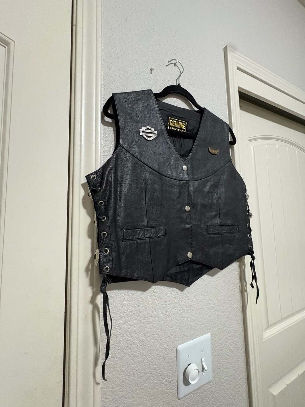Genuine Leather Harley Owners Group Ladies of Harley Vest Size L